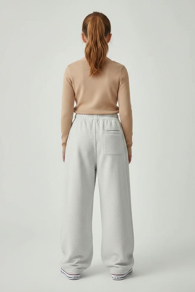 Pantalon Parachute Gris Ample Confortable Fille Coton - Molleton - vue 2