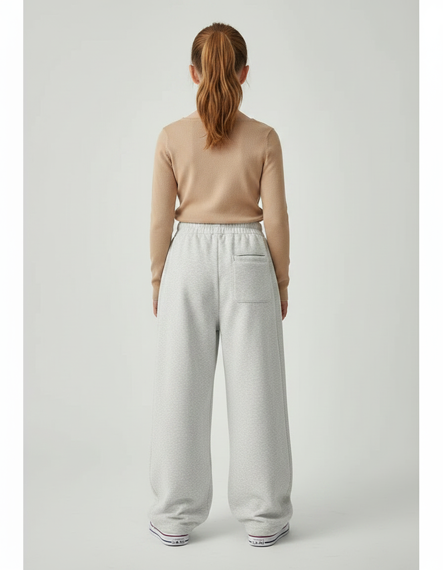 Pantalon Parachute Gris Ample Confortable Fille Coton - Molleton - vue 2