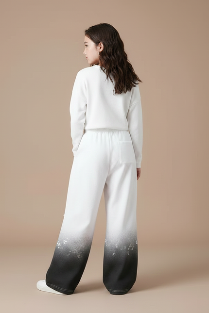 Pantalon Parachute Blanc Dégradé Paillettes Ample Fille - Multicolore Molleton - vue 2