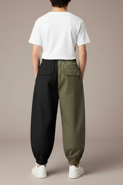 Pantalon Parachute Bicolore Cargo Ample Garçon Urbain - Multicolore Polyester - vue 2