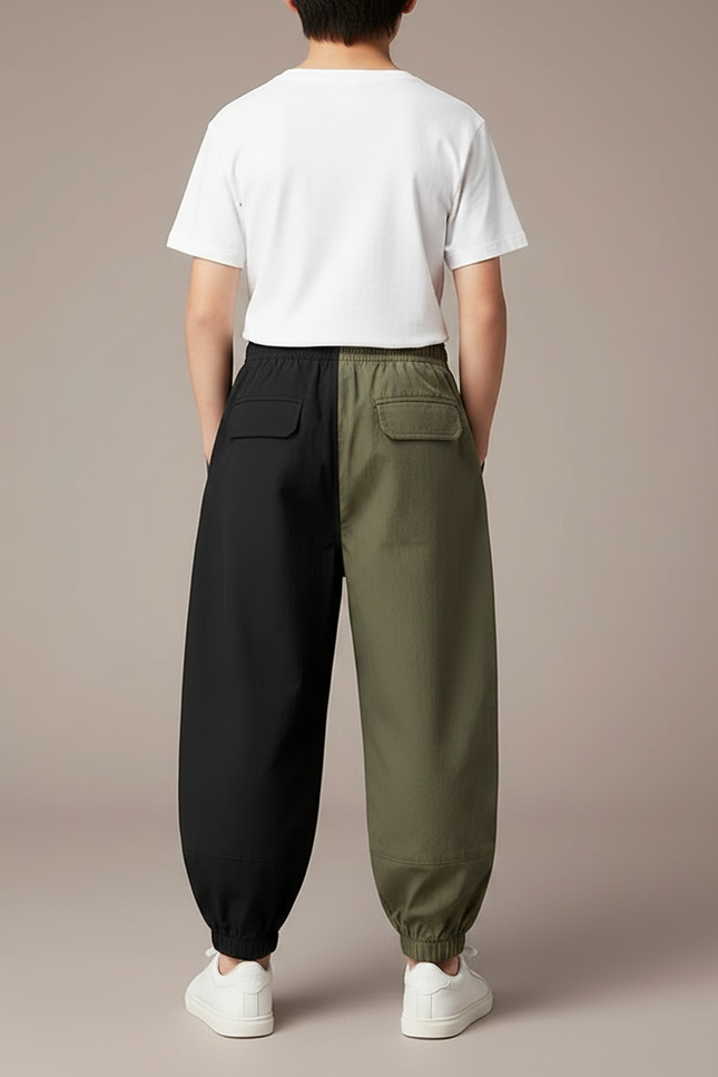 Pantalon Parachute Bicolore Cargo Ample Garçon Urbain - Multicolore Polyester - vue 2