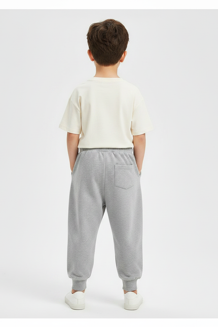 Pantalon Parachute Gris Ample Élastiqué Décontracté Enfant - Molleton - vue 2