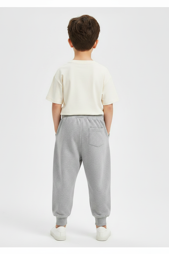 Pantalon Parachute Gris Ample Élastiqué Décontracté Enfant - Molleton - vue 2