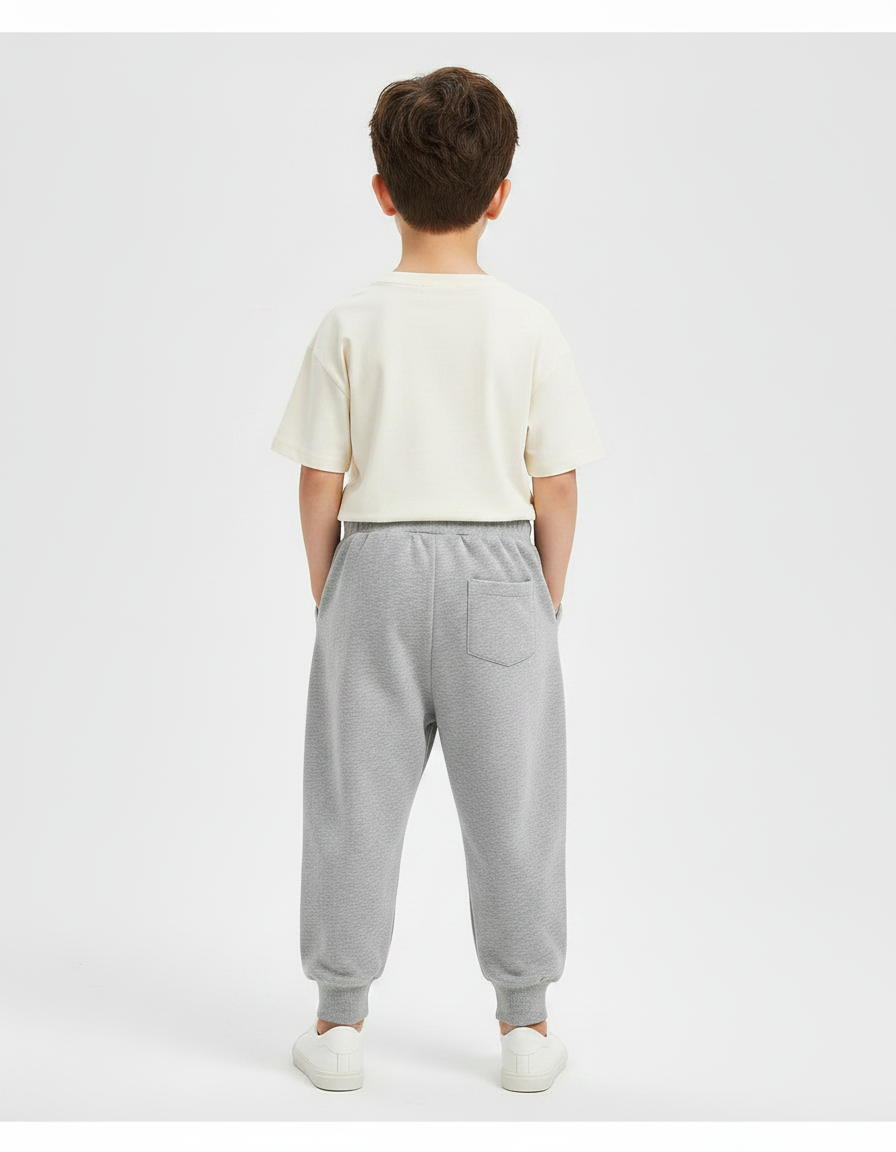 Pantalon Parachute Gris Ample Élastiqué Décontracté Enfant - Molleton - vue 2