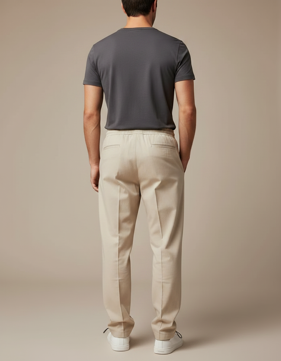 Pantalon Parachute Beige Ample Droit Décontracté Homme - Gabardine - vue 2