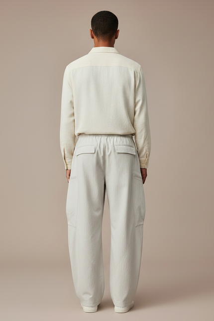 Pantalon Parachute Beige Cargo Ample Léger Décontracté - Polyester - vue 2