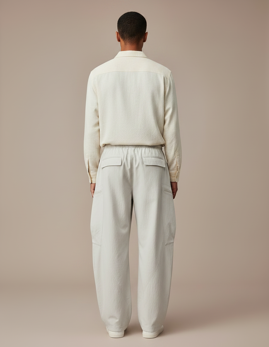 Pantalon Parachute Beige Cargo Ample Léger Décontracté - Polyester - vue 2