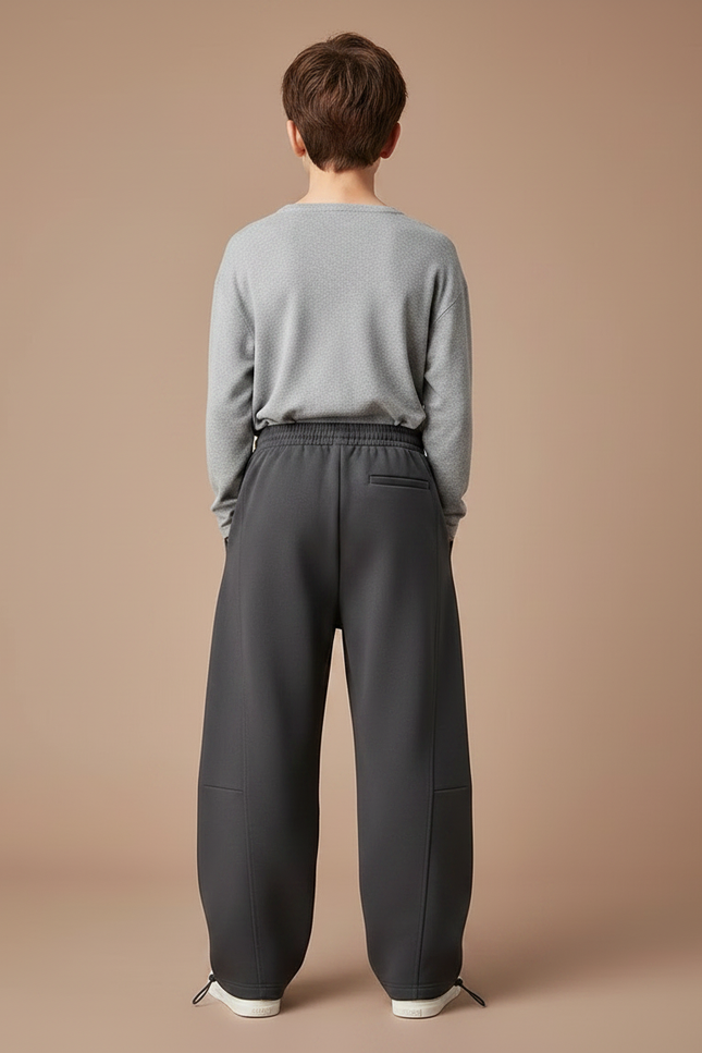 Pantalon Parachute Gris Ample Décontracté Enfant Sportif - Molleton - vue 2