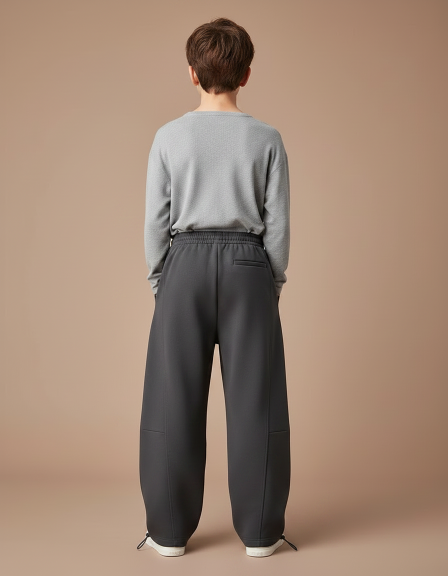 Pantalon Parachute Gris Ample Décontracté Enfant Sportif - Molleton - vue 2