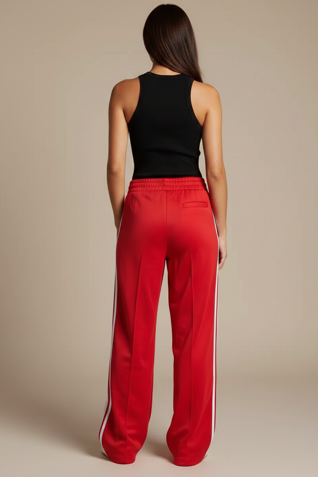 Pantalon Parachute Femme Baggy Nylon - Rouge Polyester - vue 2