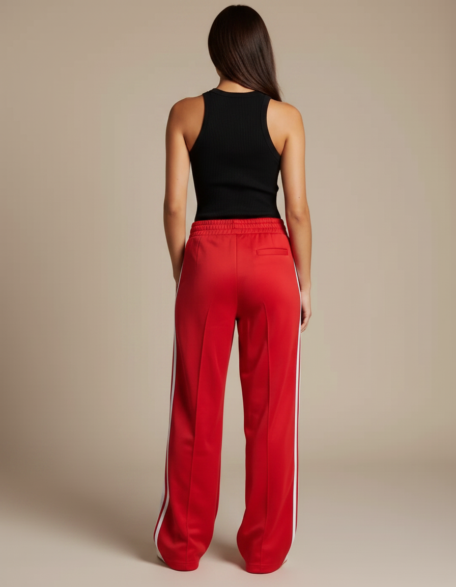 Pantalon Parachute Femme Baggy Nylon - Rouge Polyester - vue 2