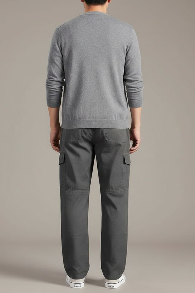 Pantalon Parachute Gris Ample Coton Homme - vue 2