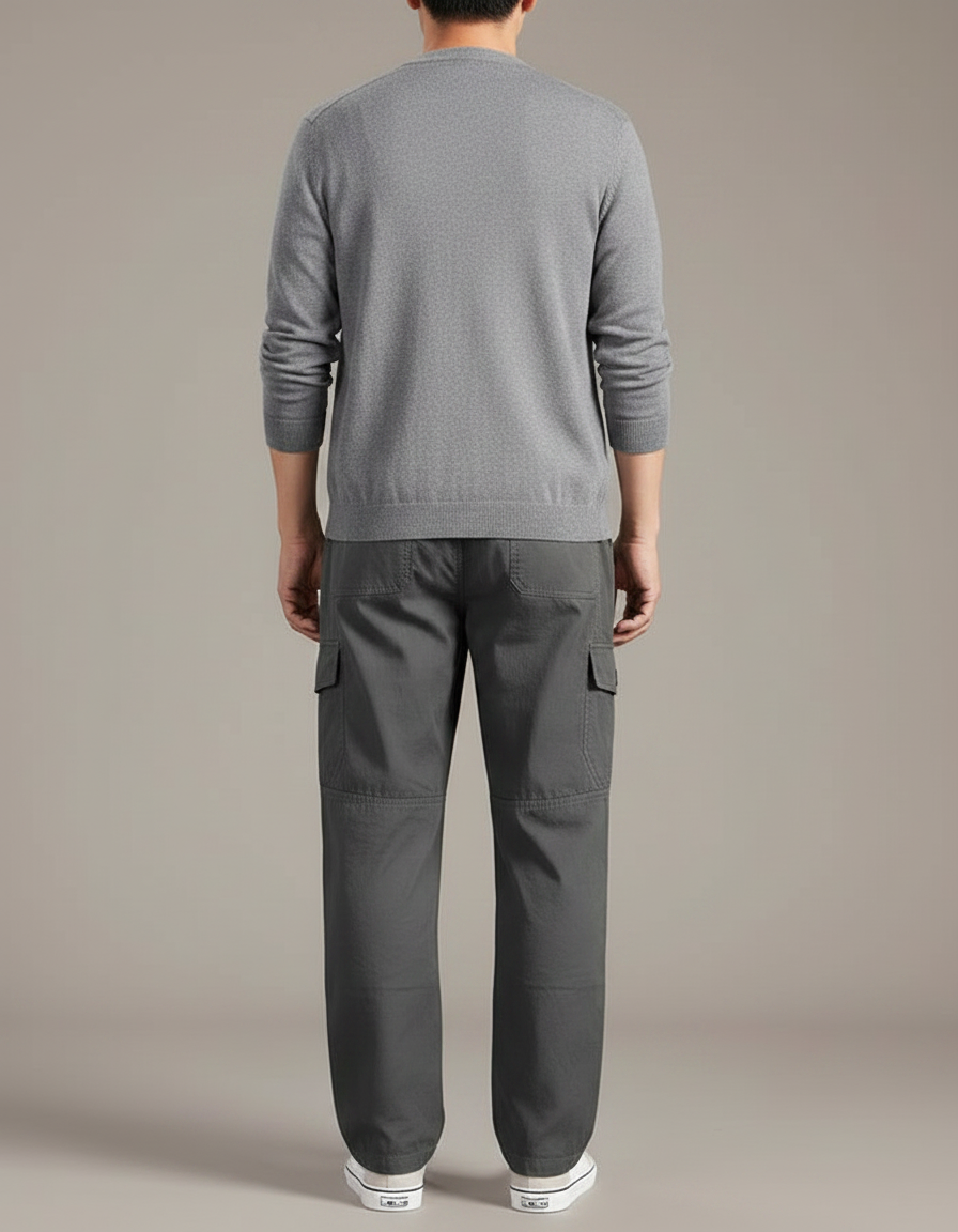 Pantalon Parachute Gris Ample Coton Homme - vue 2