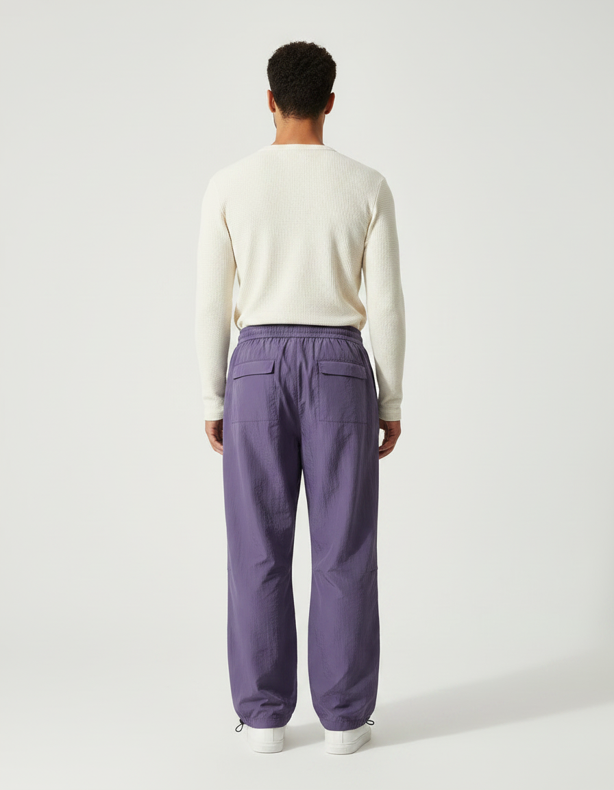 Pantalon Parachute Violet Ample Nylon Léger Homme - Polyester - vue 2