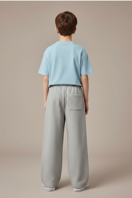 Pantalon Parachute Garçon Gris Baggy Streetwear 2 - Molleton - vue 2