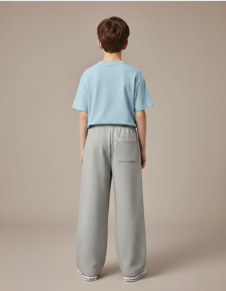 Pantalon Parachute Garçon Gris Baggy Streetwear 2 - Molleton - vue 2