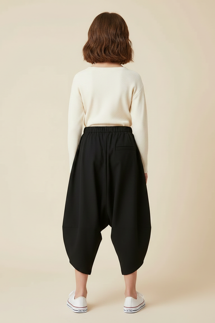 Pantalon Parachute Noir Ample Coton Fluide Enfant - vue 2