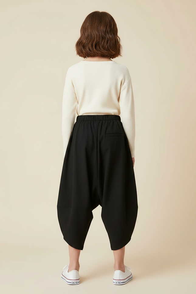 Pantalon Parachute Noir Ample Coton Fluide Enfant - vue 2