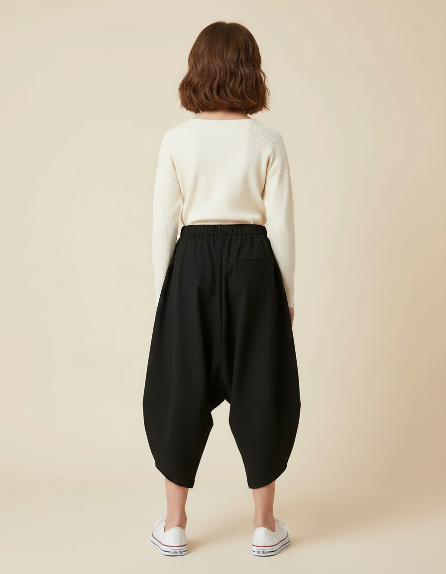 Pantalon Parachute Noir Ample Coton Fluide Enfant - vue 2