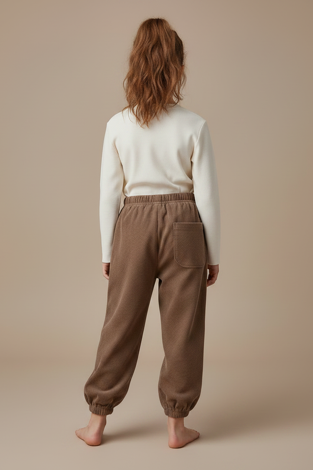 Pantalon Parachute Marron Côtelé Ours Enfant Décontracté - Cordé - vue 2