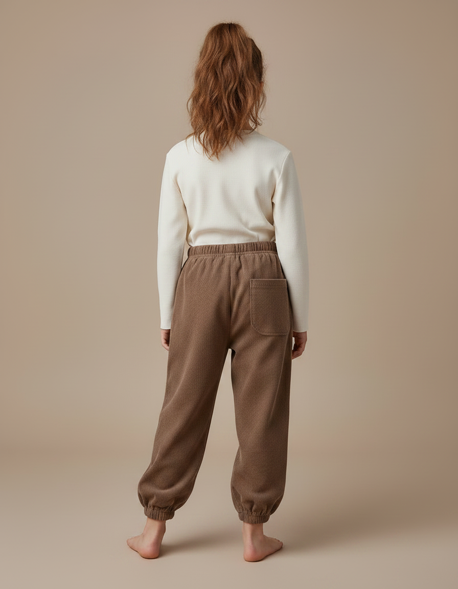 Pantalon Parachute Marron Côtelé Ours Enfant Décontracté - Cordé - vue 2