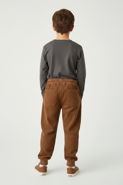 Pantalon Parachute Marron Côtelé Ample Confortable Garçon - Cordé - vue 2