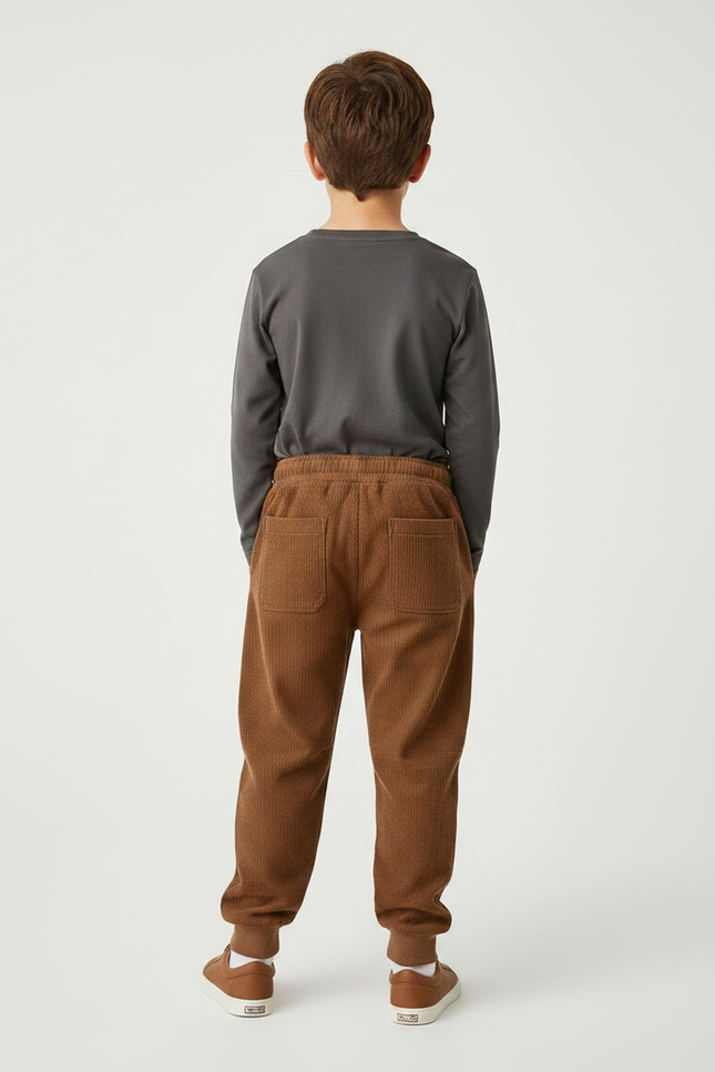 Pantalon Parachute Marron Côtelé Ample Confortable Garçon - Cordé - vue 2