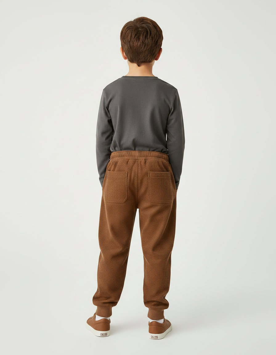 Pantalon Parachute Marron Côtelé Ample Confortable Garçon - Cordé - vue 2