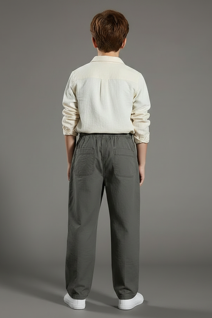 Pantalon Parachute Gris Coton Ample Garçon Décontracté - vue 2