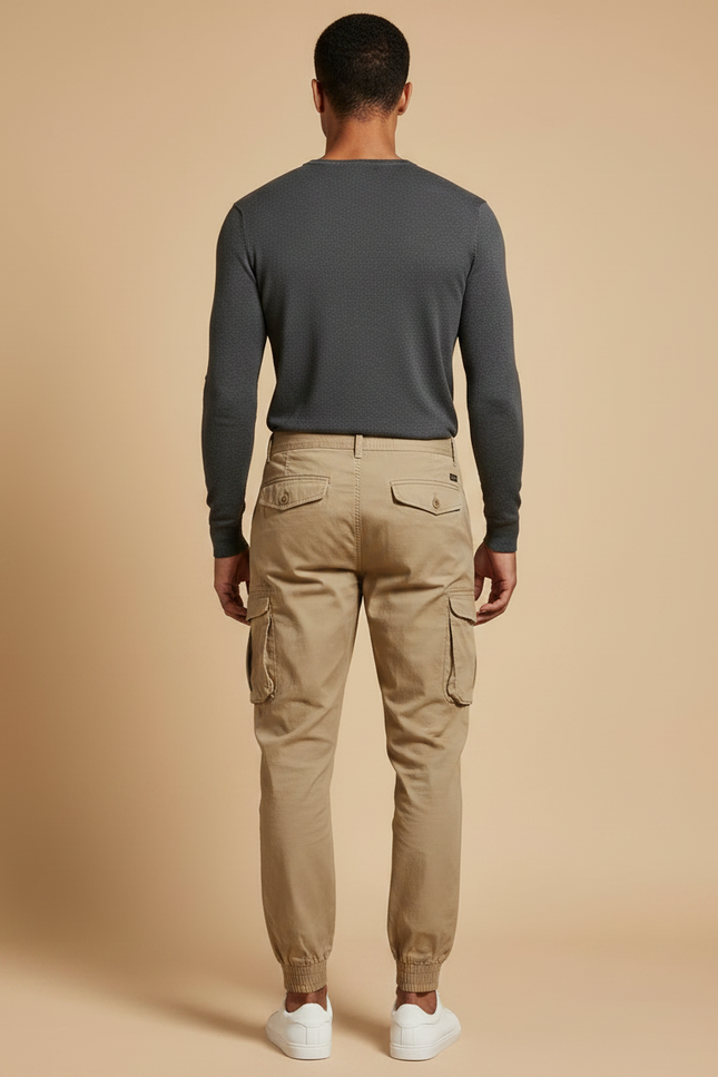 Pantalon Parachute Beige Cargo Coton Décontracté Homme - vue 2