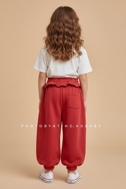 Pantalon Parachute Rouge Ample Molleton Enfant - vue 2