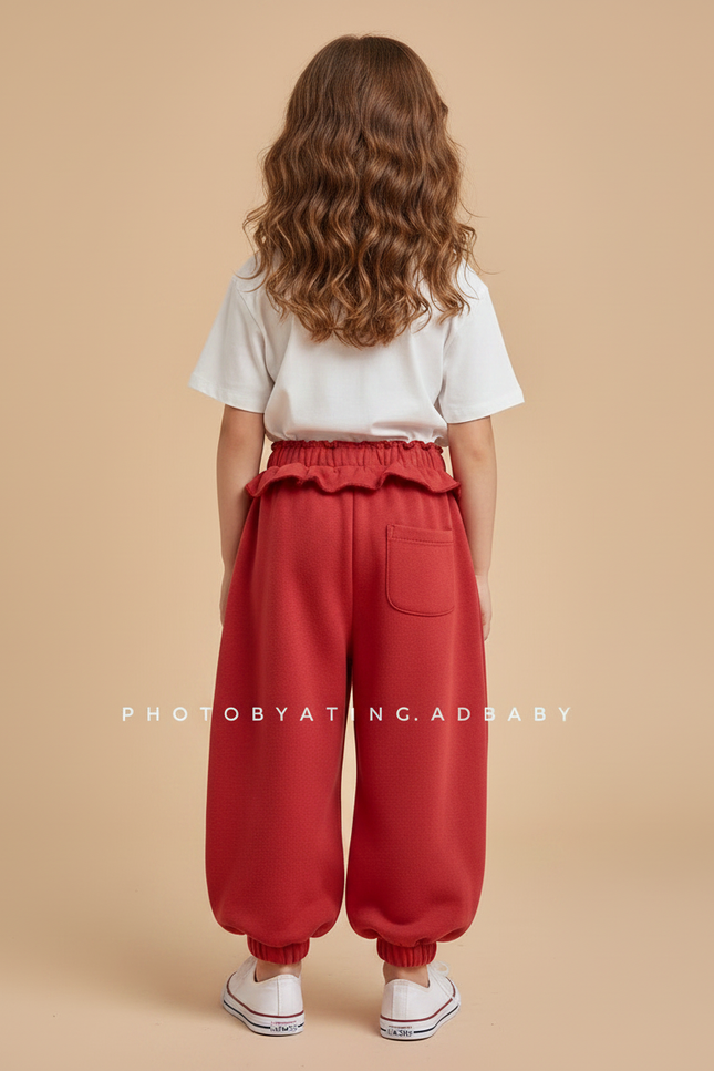 Pantalon Parachute Rouge Ample Molleton Enfant - vue 2