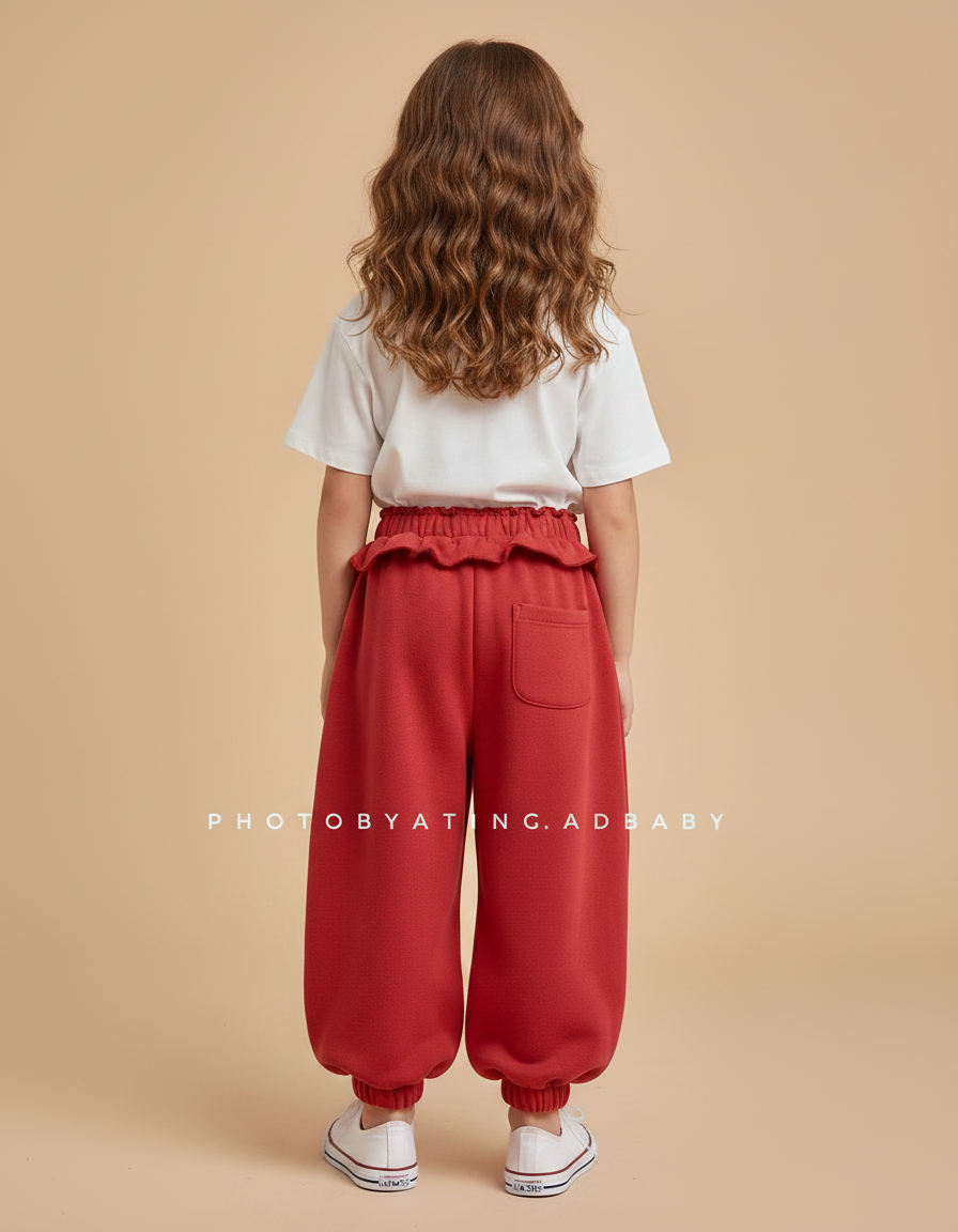 Pantalon Parachute Rouge Ample Molleton Enfant - vue 2