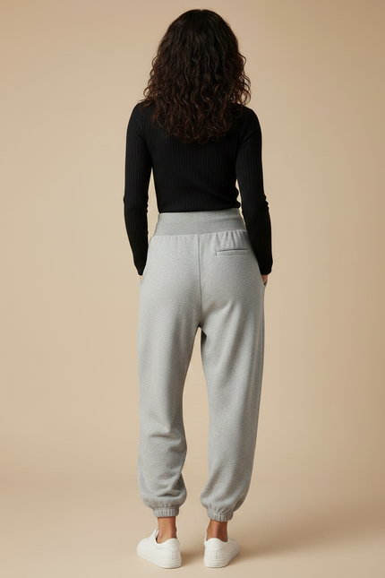 Pantalon Parachute Gris Ample Drapé Décontracté Molleton - vue 2
