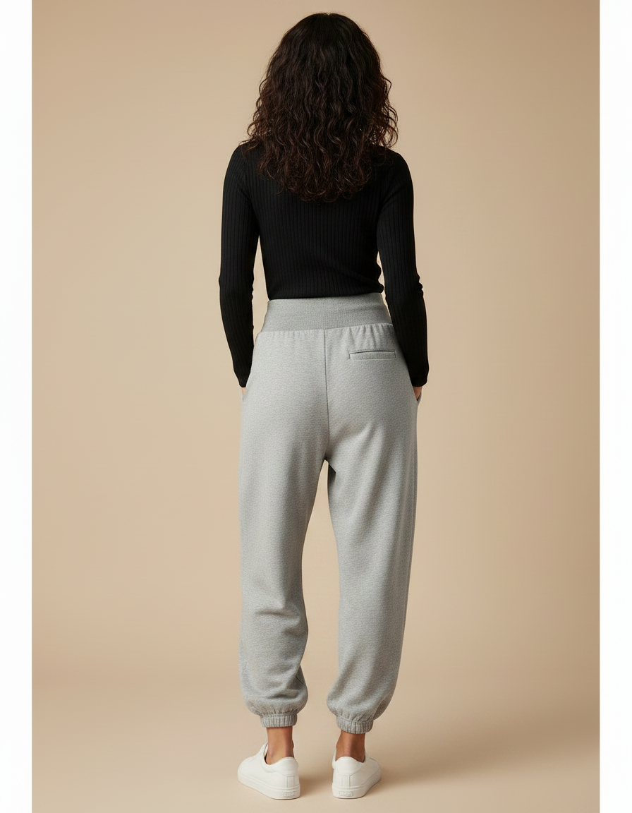 Pantalon Parachute Gris Ample Drapé Décontracté Molleton - vue 2
