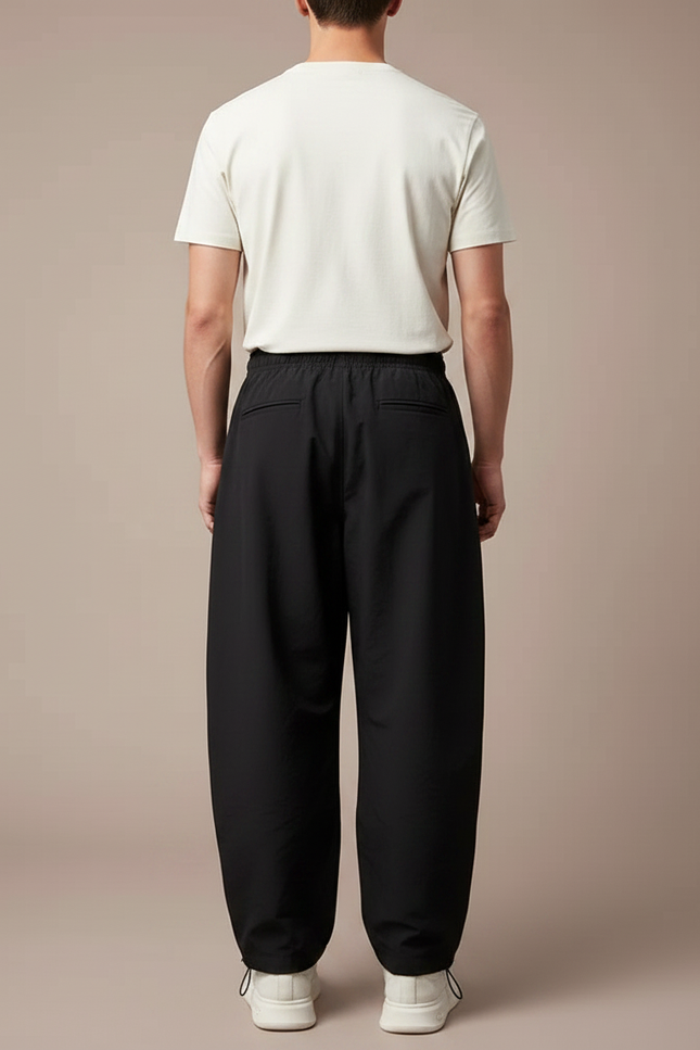 Pantalon Parachute Homme Noir Resserré Aux Chevilles Nylon - Polyester - vue 2