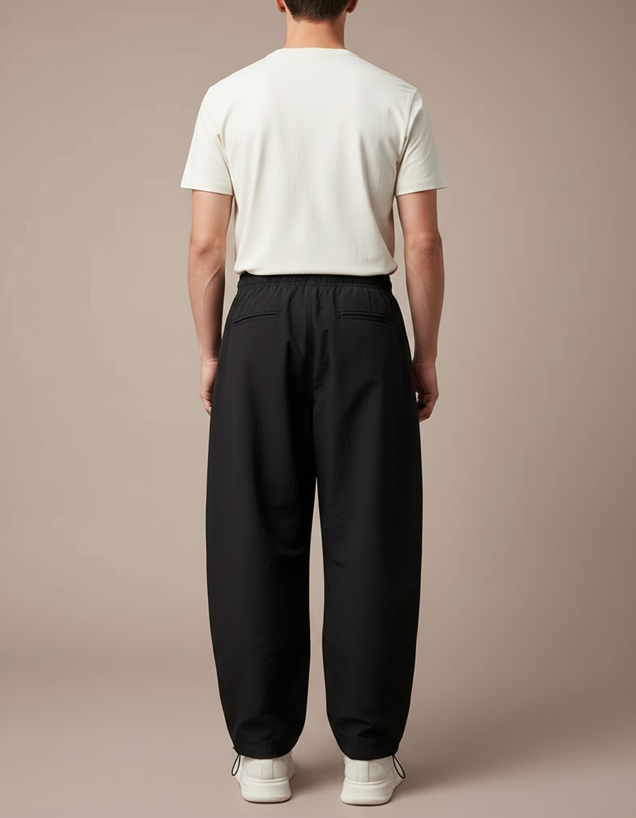 Pantalon Parachute Homme Noir Resserré Aux Chevilles Nylon - Polyester - vue 2