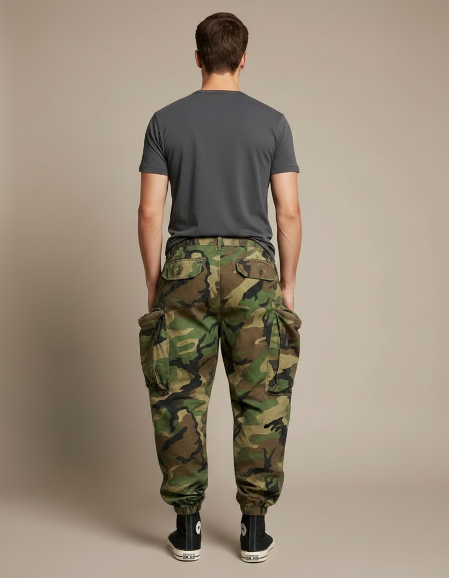 Pantalon Parachute Camouflage Cargo Ample Militaire Homme - Multicolore Toile - vue 2