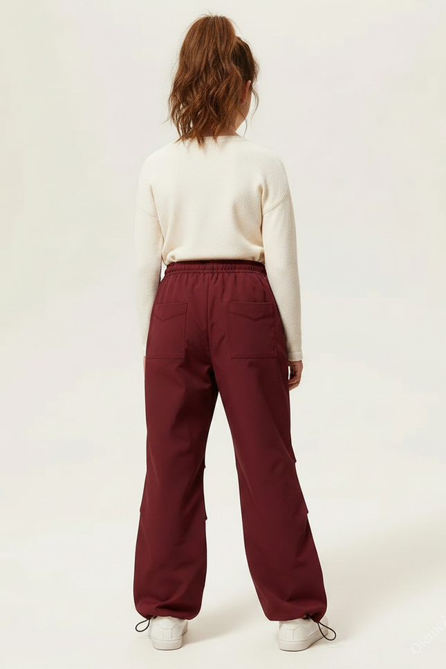 Pantalon Parachute Bordeaux Ample Casual Fille - Polyester - vue 2