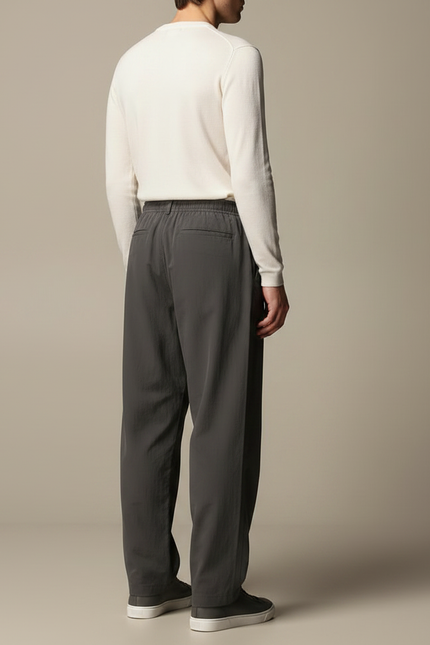 Pantalon Parachute Gris Ample Décontracté Homme - Polyester - vue 2