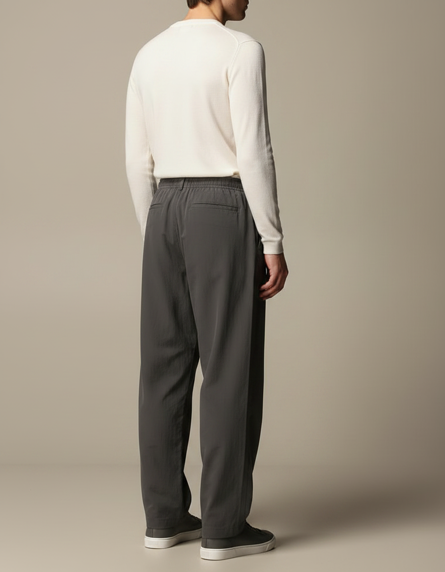 Pantalon Parachute Gris Ample Décontracté Homme - Polyester - vue 2