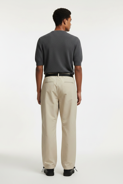 Pantalon Parachute Beige Ample Décontracté Homme Cordon - Polyester - vue 2