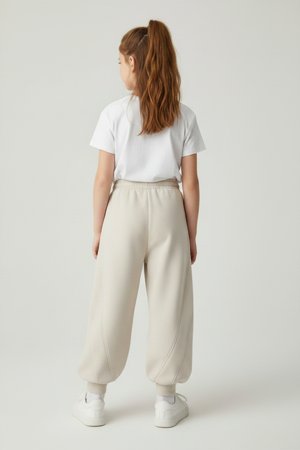 Pantalon Parachute Beige Ample Décontracté Enfant Confortable - Molleton - vue 2