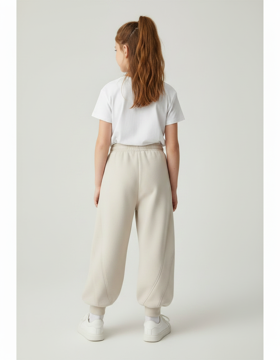 Pantalon Parachute Beige Ample Décontracté Enfant Confortable - Molleton - vue 2