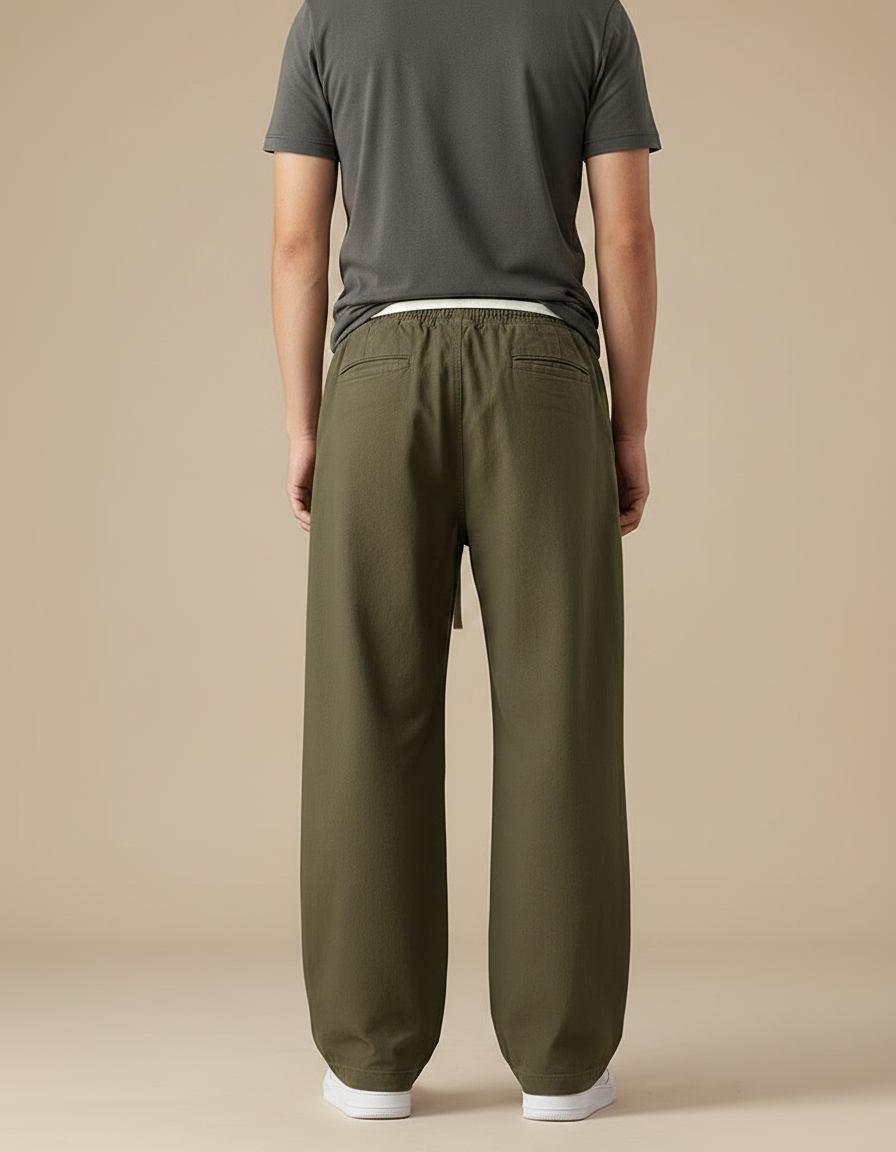 Pantalon Parachute Homme Kaki Baggy - Toile - vue 2
