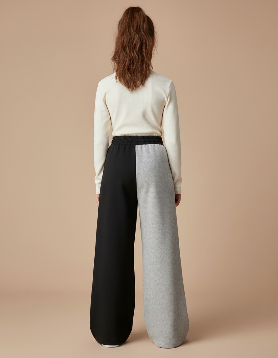 Pantalon Parachute Bicolore Ample Molleton Fille - Multicolore - vue 2