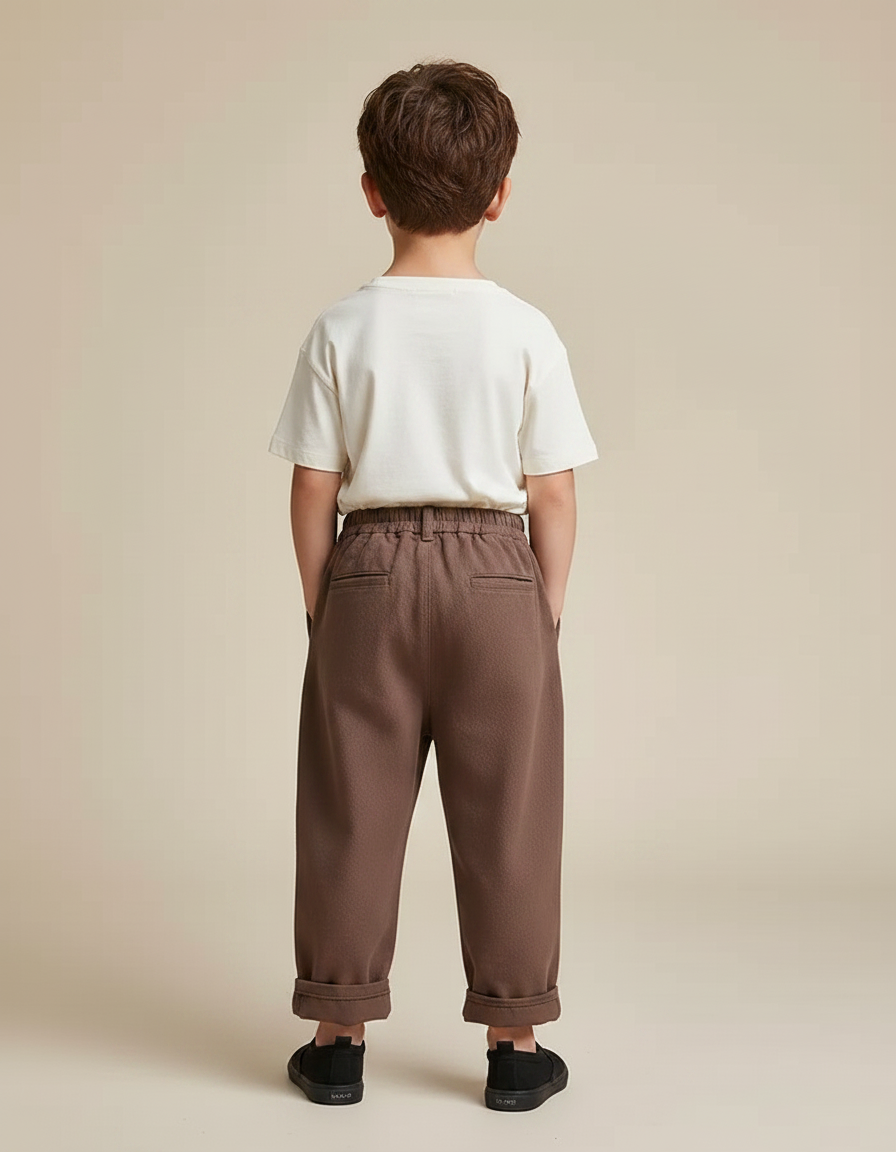 Pantalon Parachute Marron Ample Coton Décontracté Enfant - vue 2