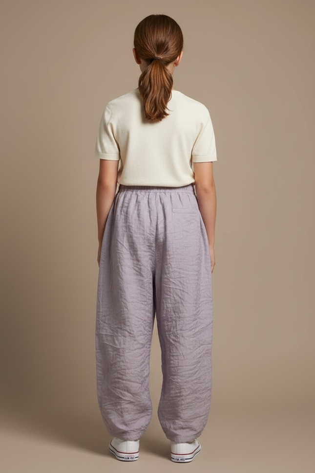 Pantalon Parachute Lin Ample Violet Enfant - vue 2