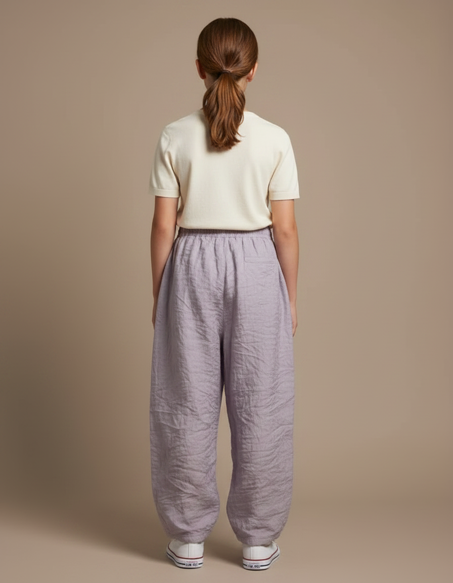 Pantalon Parachute Lin Ample Violet Enfant - vue 2