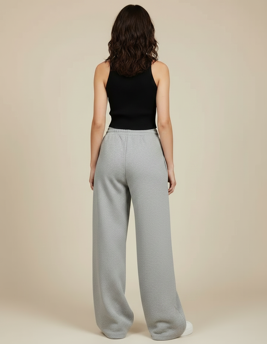 Pantalon Parachute Gris Ample Molletonné Décontracté Confortable - vue 2